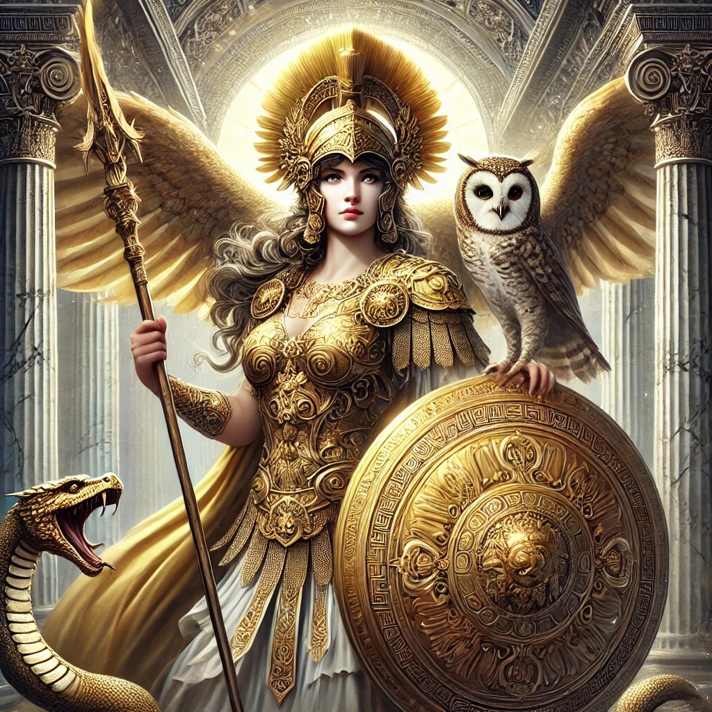 Pallas Athena szűz istennő, a bölcsesség és stratégia istenn...