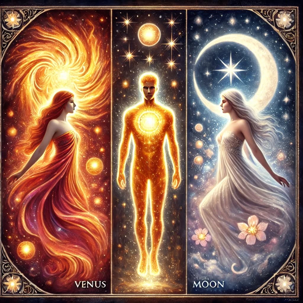 Egy férfi horoszkópjában a Vénusz és a Hold együtt mutatja, ...